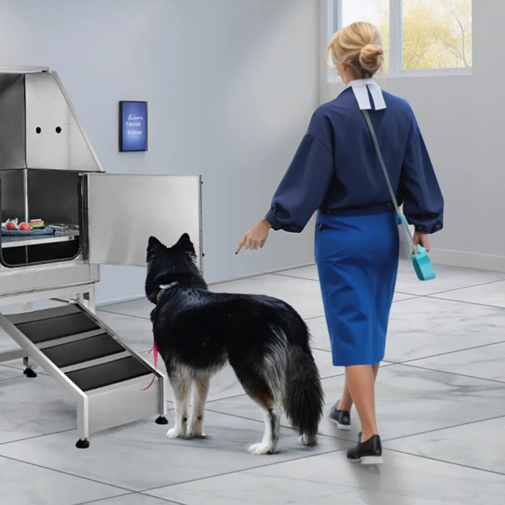 K1E01020 - 50" Stainless Steel Dog Grooming Tub with Ramp & Accessories