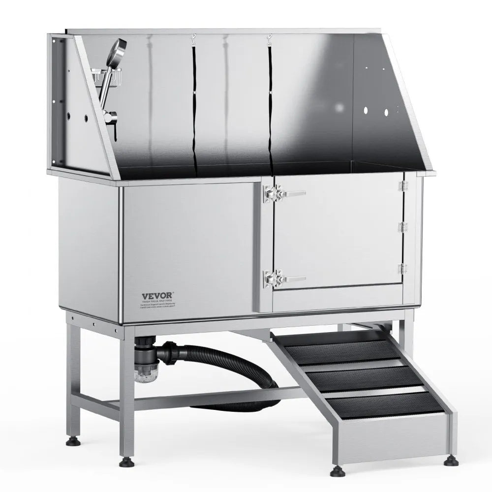 K1E01020 - 50" Stainless Steel Dog Grooming Tub with Ramp & Accessories