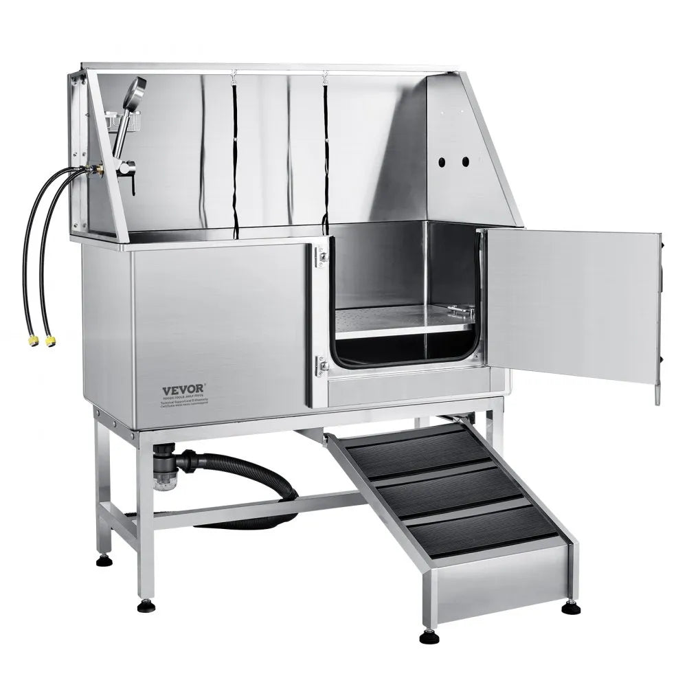 K1E01020 - 50" Stainless Steel Dog Grooming Tub with Ramp & Accessories