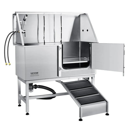 K1E01020 - 50" Stainless Steel Dog Grooming Tub with Ramp & Accessories