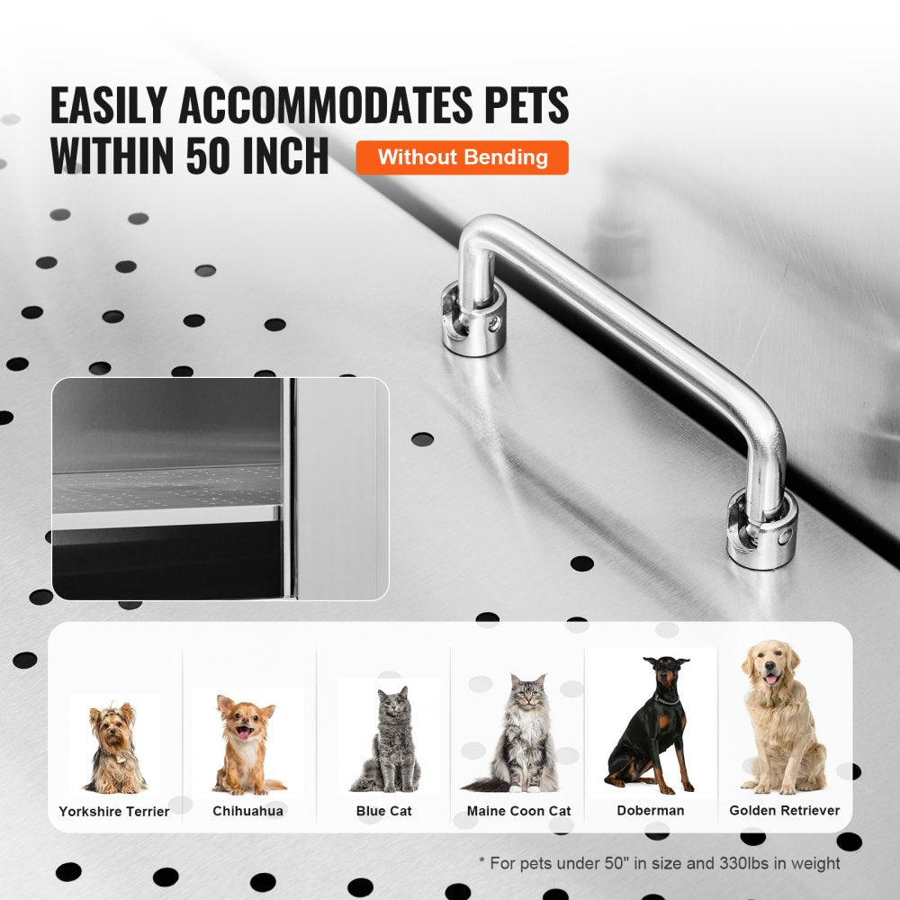 K1E01022 - 50" Stainless Steel Dog Bathing Station with Stairs and Soap Box