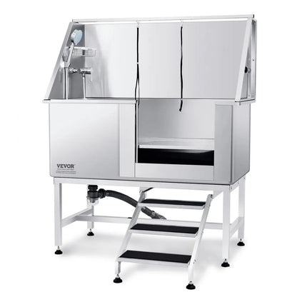 K1E01022 - 50" Stainless Steel Dog Bathing Station with Stairs and Soap Box