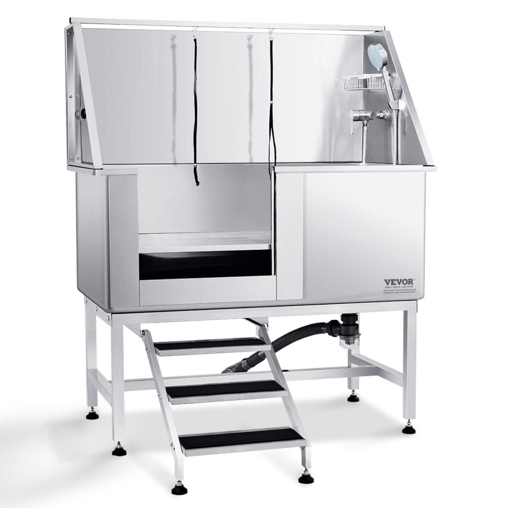 K1E01021 - Durable 50" Stainless Steel Dog Grooming Tub with Stairs