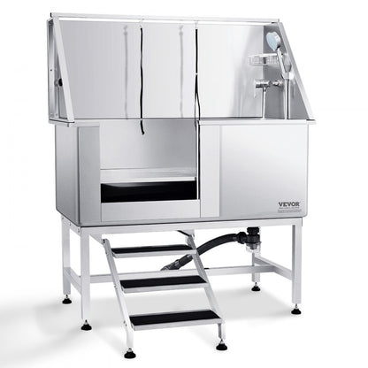 K1E01021 - Durable 50" Stainless Steel Dog Grooming Tub with Stairs