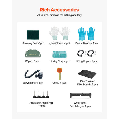 K2E01005 - 61" Stainless Steel Dog Bath Tub with Ramp & Water Filter