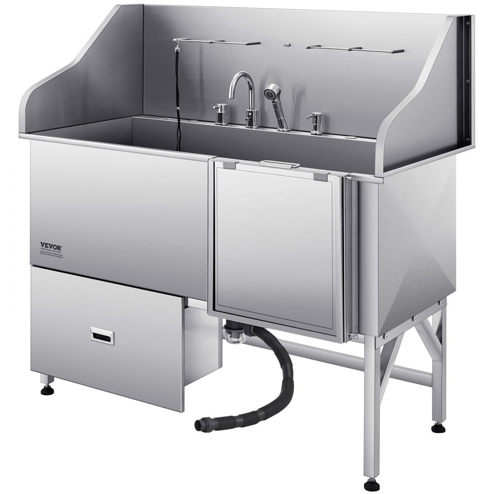 K2E01006 - 61" Stainless Steel Dog Grooming Tub with Dual Faucets