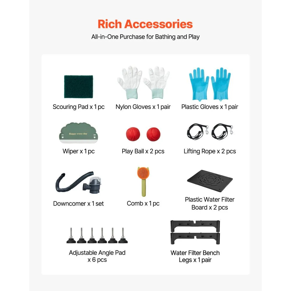 K2E01011 - 62 Inch Stainless Steel Dog Grooming Bathtub with Ramp