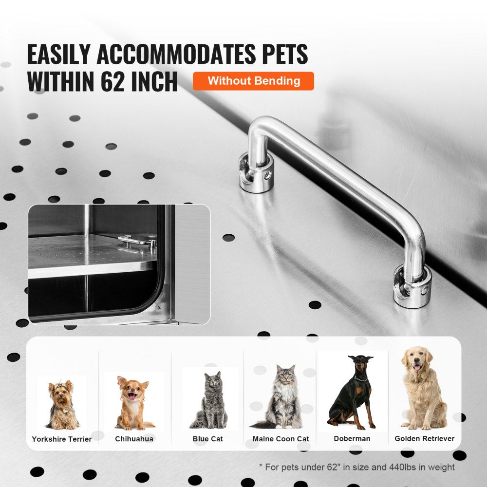 K1E01026 - Stainless Steel Pet Bathing Station with Stairs, 62" Setup Ready