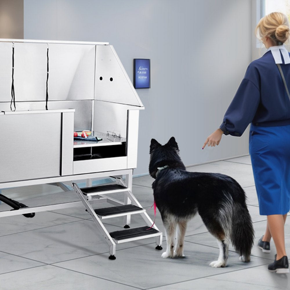 K1E01026 - Stainless Steel Pet Bathing Station with Stairs, 62" Setup Ready