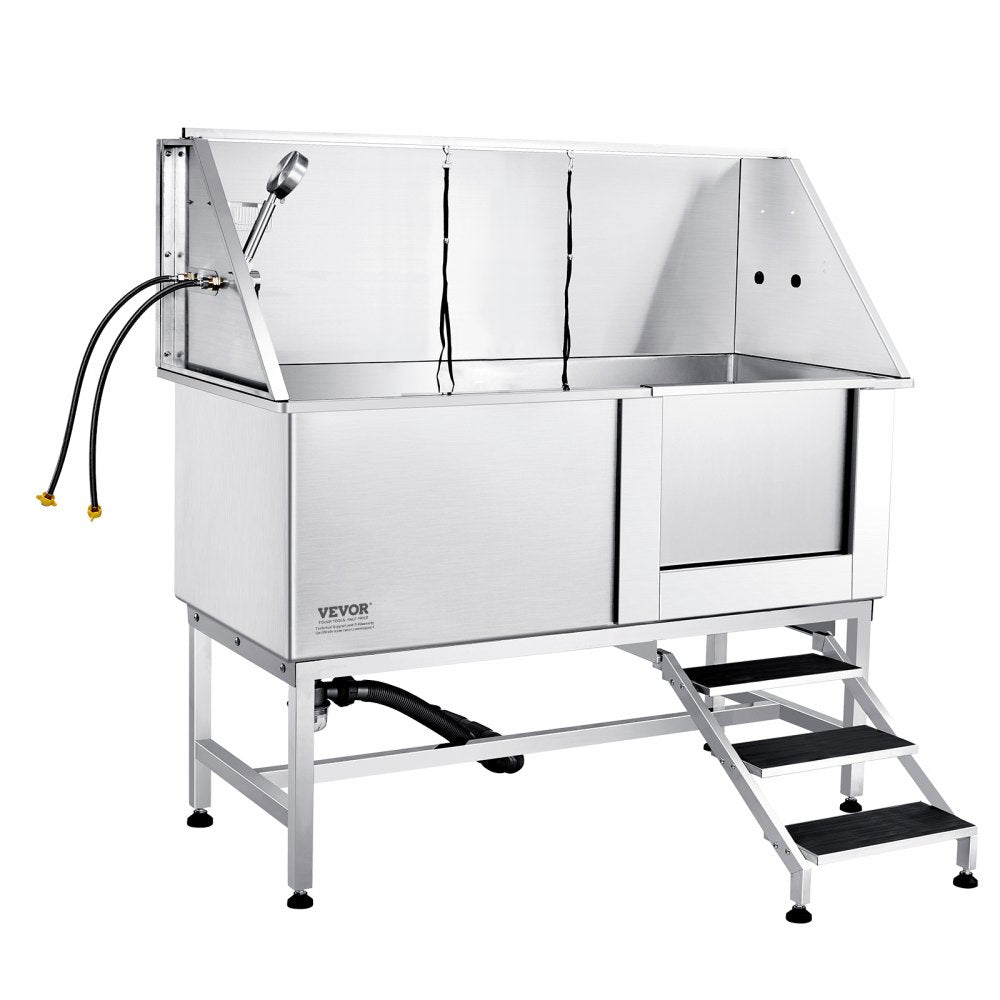 K1E01026 - Stainless Steel Pet Bathing Station with Stairs, 62" Setup Ready