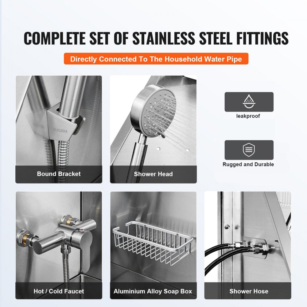 K1E01025 - Stainless Steel 62" Dog Bathing Station with Safety Stairs