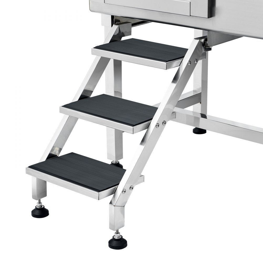 K1E01025 - Stainless Steel 62" Dog Bathing Station with Safety Stairs