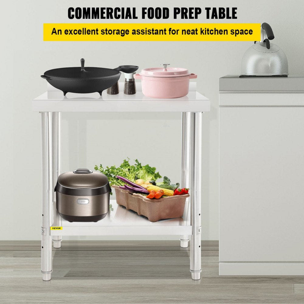 VV-SSWT-BWJL-2430 - Durable Stainless Steel Prep Table with Adjustable Undershelf