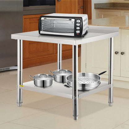 VV-SSWT-BWJL-2436 - Heavy-Duty Stainless Steel Prep Table with Adjustable Undershelf