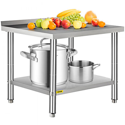 VV-SSWT-BWJL-2436 - Heavy-Duty Stainless Steel Prep Table with Adjustable Undershelf