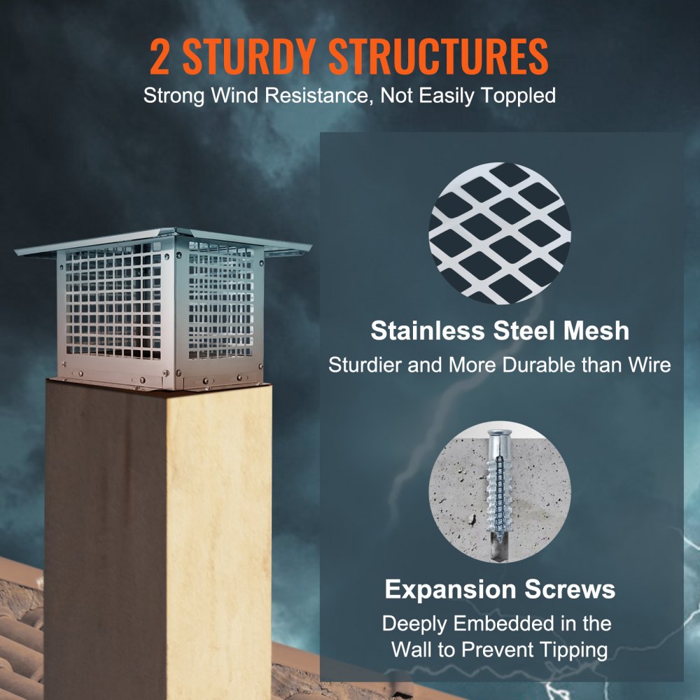 SSRC-9*13 - Durable 304 Stainless Steel Chimney Cap with Easy Installation
