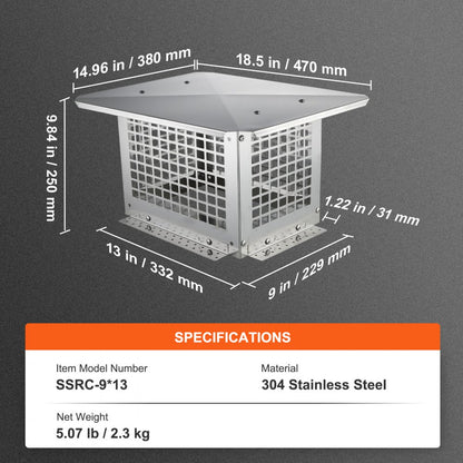 SSRC-9*13 - Durable 304 Stainless Steel Chimney Cap with Easy Installation