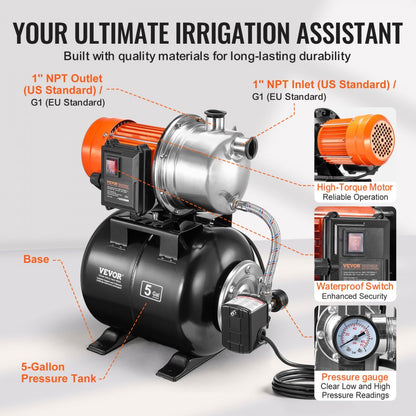 FSGP1200Cinox-2 - 1.6 HP Stainless Steel Shallow Well Pump with Tank