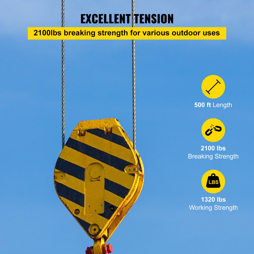 010302352428 - 1/8'' T316 Stainless Steel Wire Rope - 2100 lbs Capacity