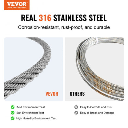 S1/8-100 - 100 ft T316 Stainless Steel Wire Rope for Outdoor Use