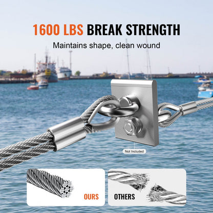 S1/8-100 - 100 ft T316 Stainless Steel Wire Rope for Outdoor Use