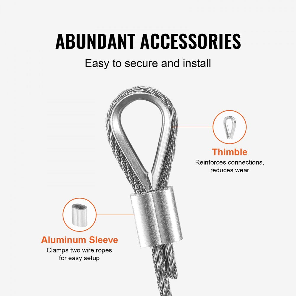 S1/8-100 - 100 ft T316 Stainless Steel Wire Rope for Outdoor Use