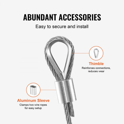 S1/8-100 - 100 ft T316 Stainless Steel Wire Rope for Outdoor Use