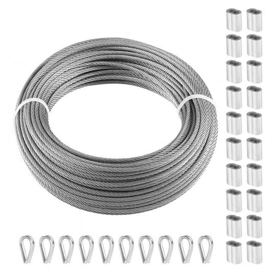 S1/8-100 - 100 ft T316 Stainless Steel Wire Rope for Outdoor Use