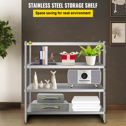 010592719608 - 4-Tier Stainless Steel Shelf 60x18.5 Inch with 330 lbs Capacity
