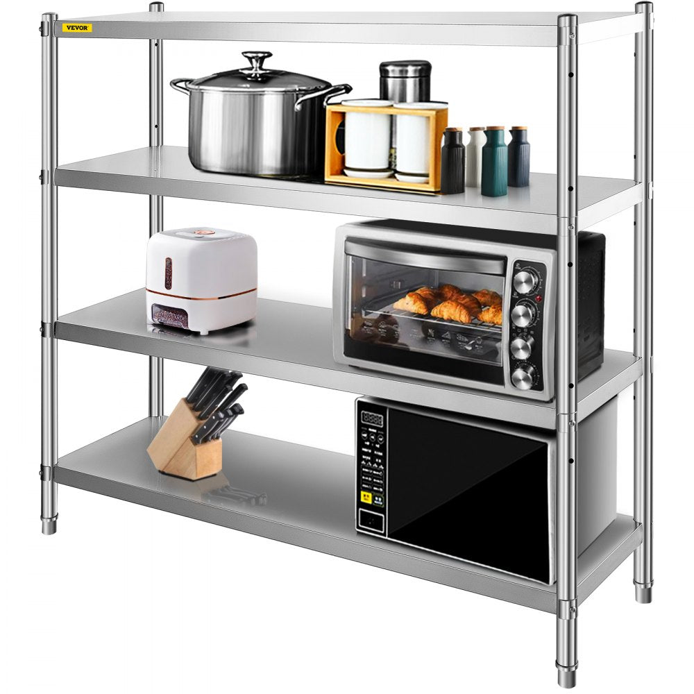 010592719608 - 4-Tier Stainless Steel Shelf 60x18.5 Inch with 330 lbs Capacity