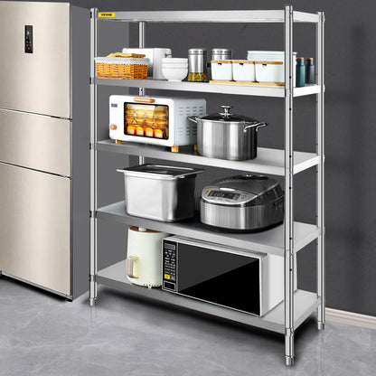 010943191812 - 5-Tier Stainless Steel Shelf, 47.5x18 Inch, 330 lbs per Tier