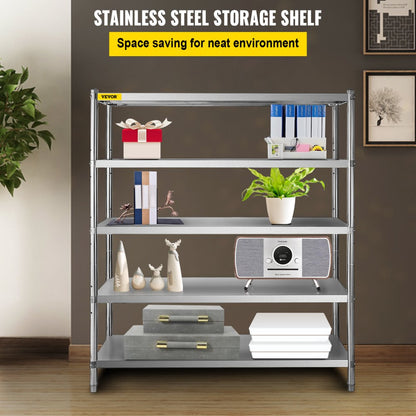 VV-SSS-5-72 - Heavy-Duty 5-Tier Stainless Steel Shelf for Kitchen & Garage