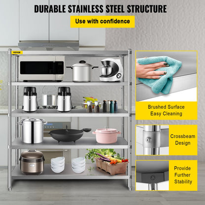 VV-SSS-5-72 - Heavy-Duty 5-Tier Stainless Steel Shelf for Kitchen & Garage