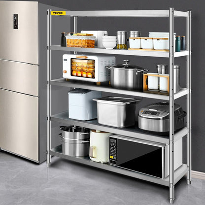 VV-SSS-5-72 - Heavy-Duty 5-Tier Stainless Steel Shelf for Kitchen & Garage