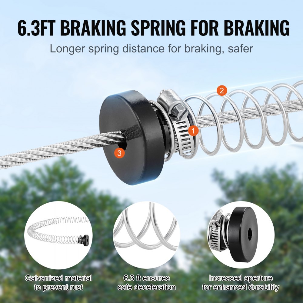HL-160ft-007 - 160ft VEVOR Zipline Kit for Kids and Adults, 500 lb Capacity
