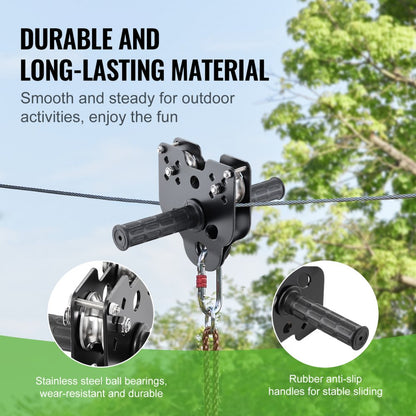 HL-160ft-007 - 160ft VEVOR Zipline Kit for Kids and Adults, 500 lb Capacity