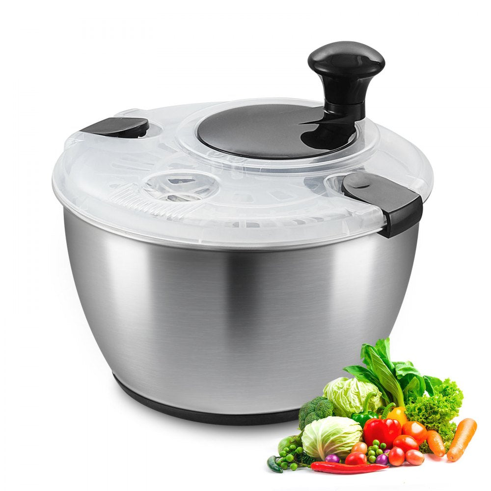 TF901S - 4.5L Stainless Steel Salad Spinner with Non-Slip Base