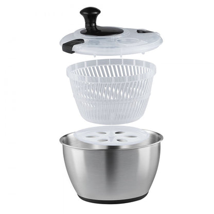 TF901S - 4.5L Stainless Steel Salad Spinner with Non-Slip Base