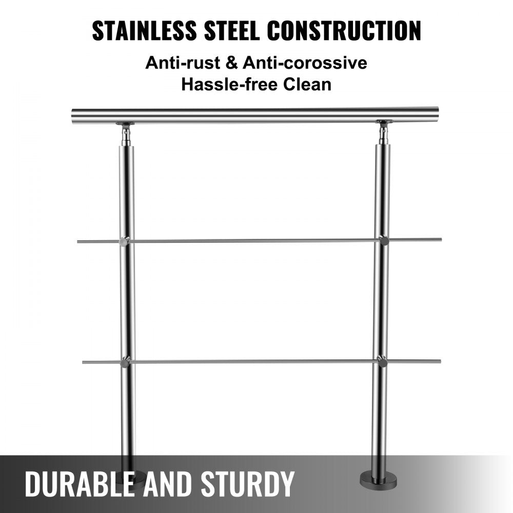 010319943911 - Easy Install Stainless Steel Handrail with 2 Cross Bars