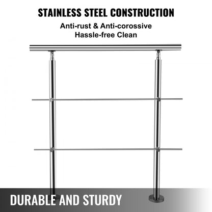 010319943911 - Easy Install Stainless Steel Handrail with 2 Cross Bars