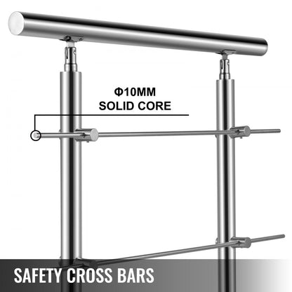 010319943911 - Easy Install Stainless Steel Handrail with 2 Cross Bars