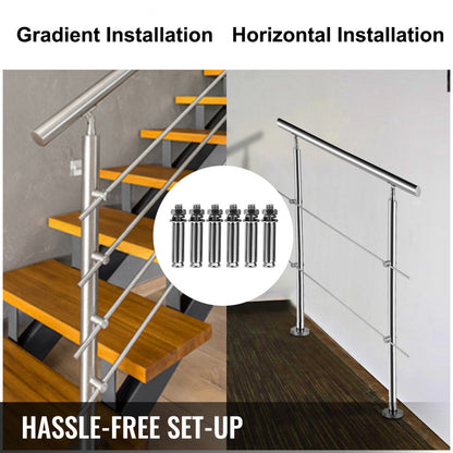 010319943911 - Easy Install Stainless Steel Handrail with 2 Cross Bars