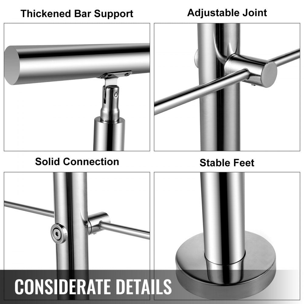 010319943911 - Easy Install Stainless Steel Handrail with 2 Cross Bars