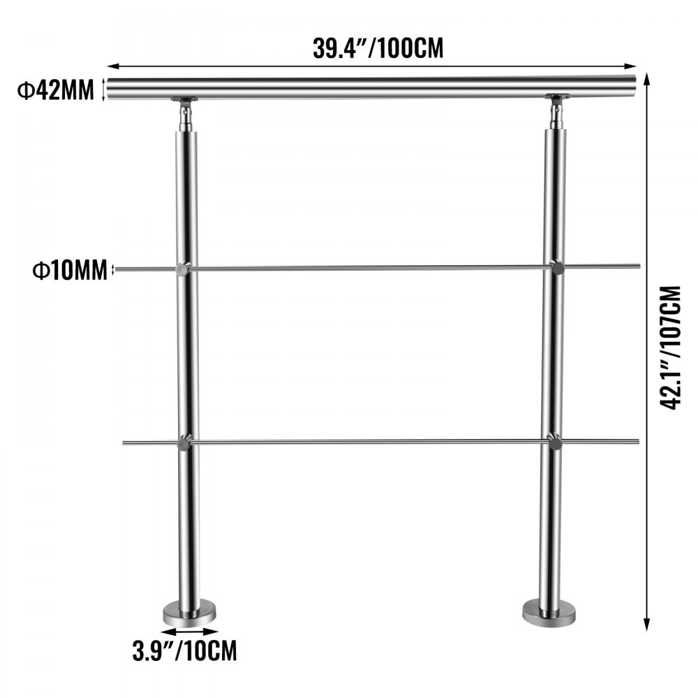 010319943911 - Easy Install Stainless Steel Handrail with 2 Cross Bars