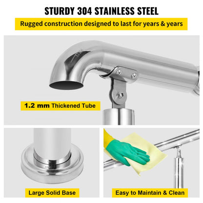 BXG-3STEP - Adjustable 304 Stainless Steel Handrail for 2-3 Steps, 441 lbs Capacity