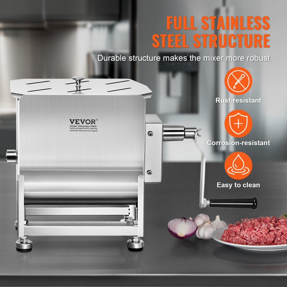 BME10 - 15 Pound Stainless Steel Meat Mixer with Adjustable Feet