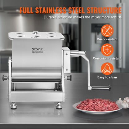 BME10-T - 15lb Stainless Steel Tilt Meat Mixer for Easy Unloading