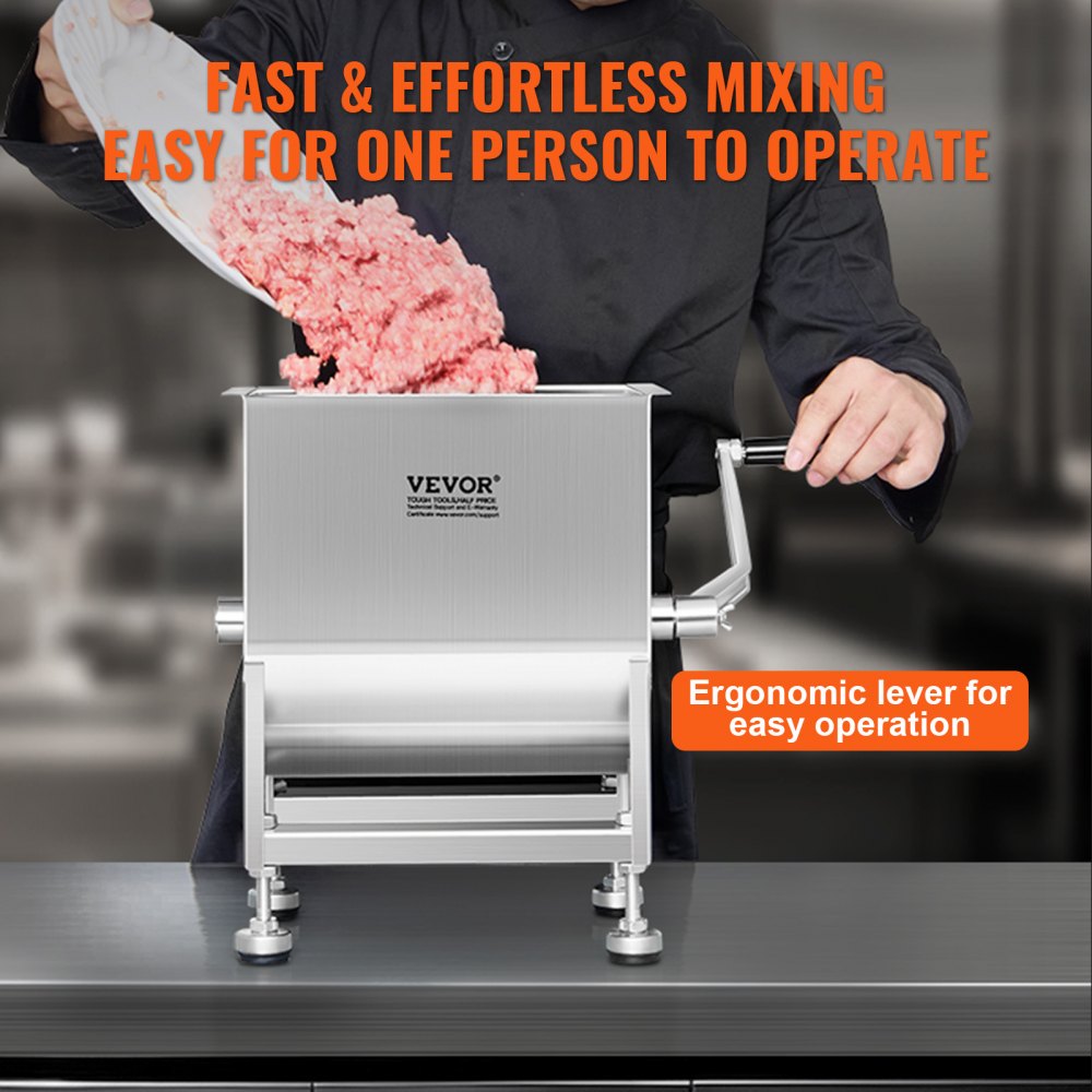 BMM10 - 15 lb Stainless Steel Manual Meat Mixer for Easy Batch Mixing