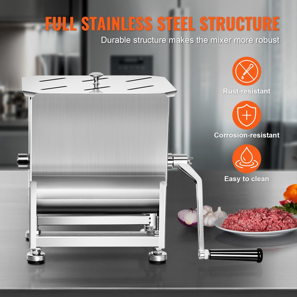 BMM10 - 15 lb Stainless Steel Manual Meat Mixer for Easy Batch Mixing