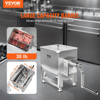 BME20 - 30lb Stainless Steel Meat Mixer with Adjustable Height & Easy Clean